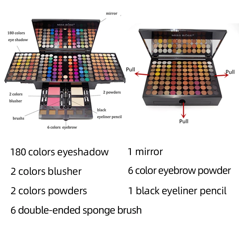 180 цветов набор для макияжа матовые блестящие тени век Палитра пианино коробка с