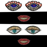 lips eye rhinestones badges beaded brooch patches applique sew on beading qpplique clothes shoes bags decoration patch diy