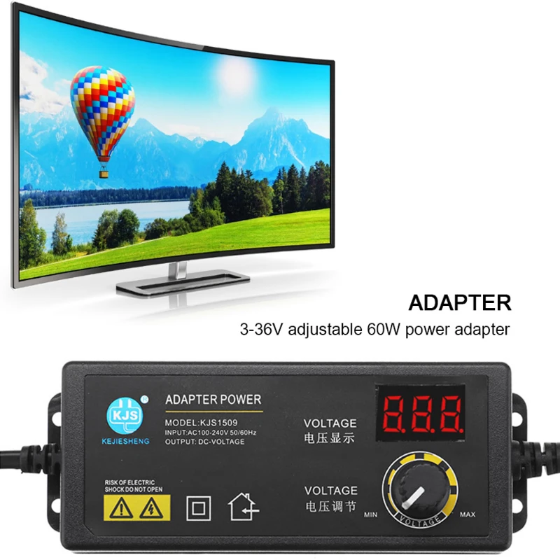 3-36 в 60 Вт импульсный адаптер питания светодиодный ЖК-дисплей регулирование