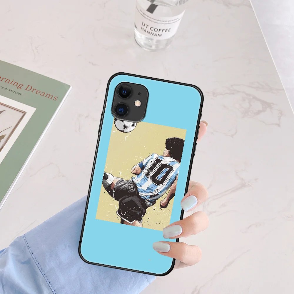 

Maradona Argentina Football Phone Case For Iphone 5 5S SE 2020 6 6S 7 8 Plus 11 12 Mini X XS XR Pro Max black Back Fashion Prime