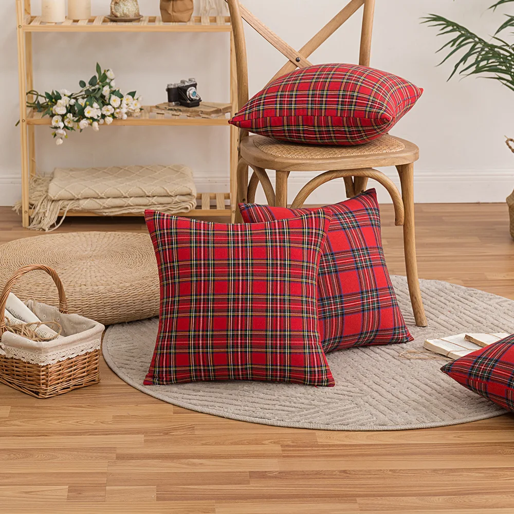 

New Christmas Plaid Pillowcase Simple Geometric Pattern Pillow Cover Sofa Cushion Cover 30x50 45x45 50x50cm Throw Pillows Cover