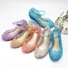 Детские прозрачные сандалии для девочек с принтом Холодное сердце; Летняя водонепроницаемая обувь принцессы; Шлепанцы из ПВХ; Обувь Золушки с кристаллами для костюмированной вечеринки; Подарок на день рождения