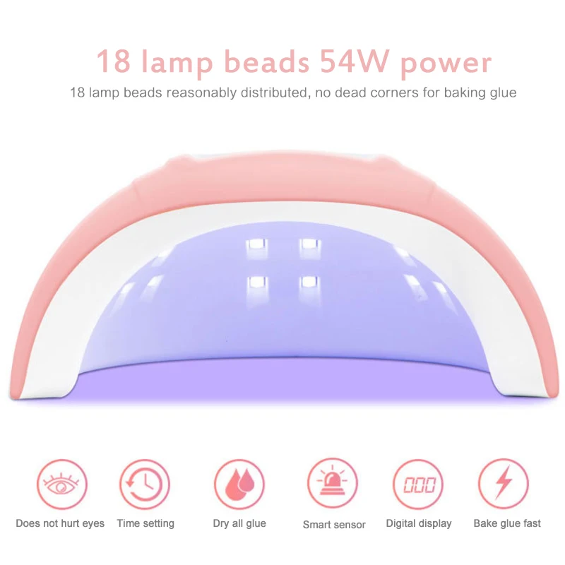 

54W UV LED Nail Dryer Nail Lamp Gel Nail Polish Dryer with Motion Sensing for Gel Varnish Manicure Tools Gel Machine