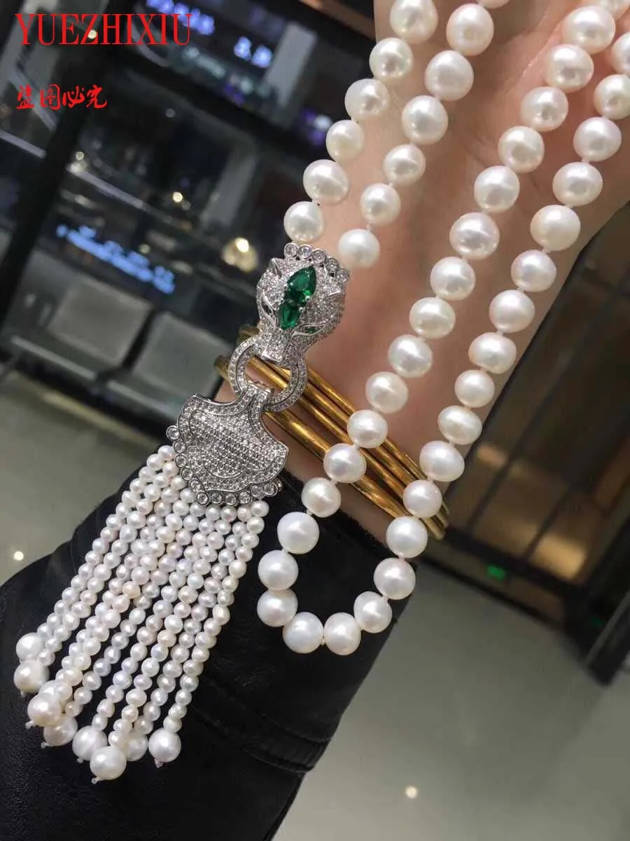 Длинная цепочка-ожерелье ручной работы с узлом 8-9 мм