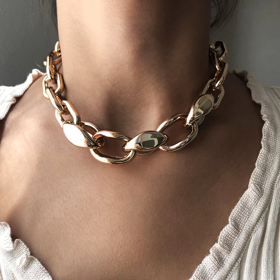 

Steampunk Chunky Chains Necklace for Women Gothic Thicken Chain Men's Choker Necklace Street Wear Rock Collar Jewelry