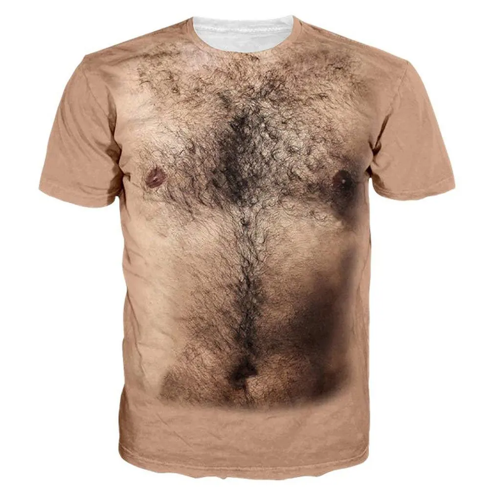 Мужская футболка с объемным принтом на груди забавным Повседневная летняя