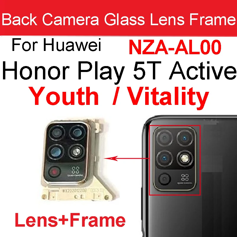 

Rear Lens Glass Cover For Huawei Honor Play 5T Back Camera Lens Galss Frame Holder For Honor Play 5t Active Lens Housing Parts