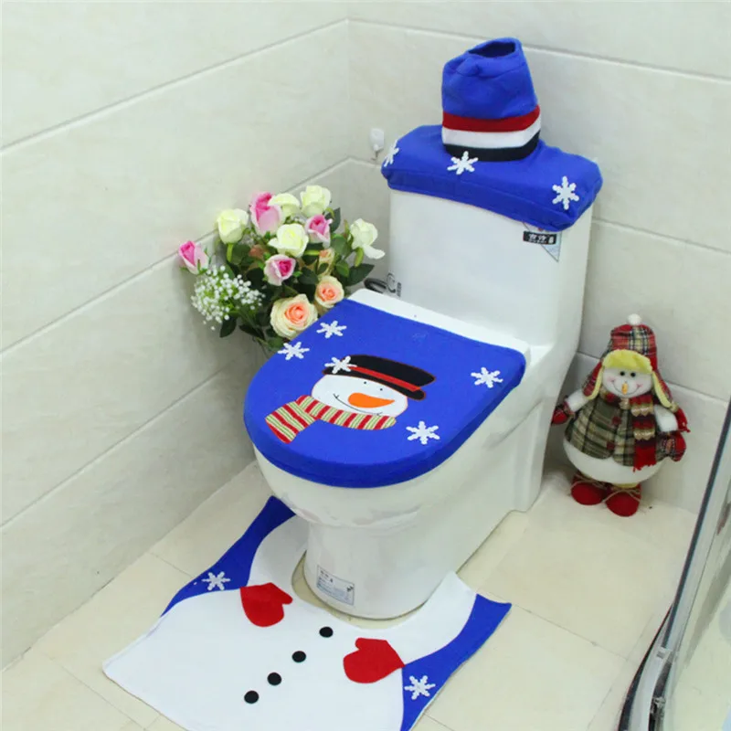 3pcs 07 Рождественские украшения для дома Noel Navidad накидка на сиденье для унитаза Natal набор для ванной комнаты navidad decoraciones para el hogar - Цвет: 3pcs 07