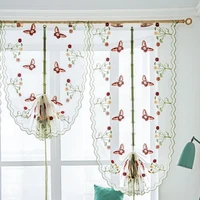 yokistg flower printed sheer curtain short window tulle curtains for living room bedroom kitchen treatments draps home decor