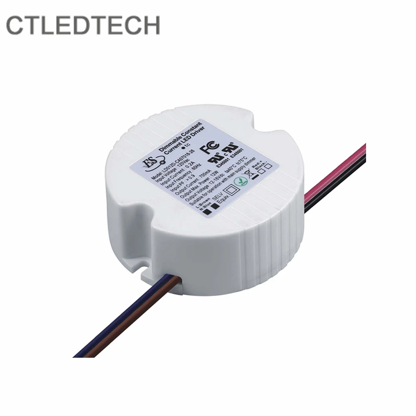 Диммируемый драйвер ES UL 12W350mA AC-DC IP65 постоянного тока с Triac 120Vac диммер для