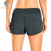 crz yoga womens workout sports running active shorts with zip pocket 2 5 inch