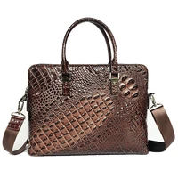 km6005 2021 mens leather handbags hand polished crocodile pattern head layer cowhide large capacity business briefcase