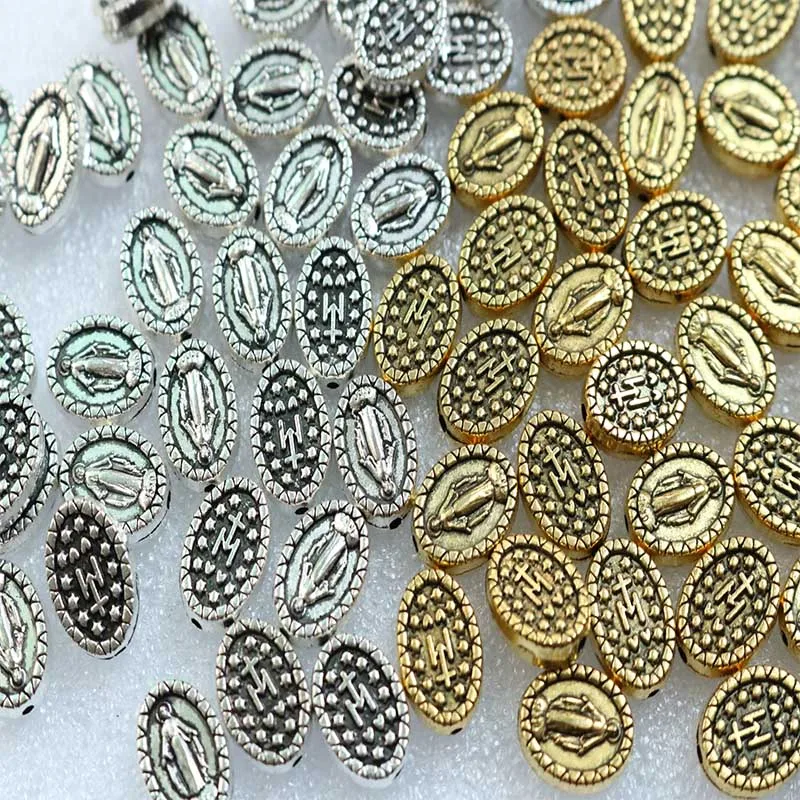 Catholic Beads Virgin Mary Handmade Rosary Maria Medal Charm Large Perforated Bracelet Jewelry | Украшения и аксессуары