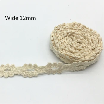 2yards 100% Cotton Lace Ribbon For Apparel Sewing Fabric Ivory Trim Cotton Crocheted Lace Fabric Ribbon Handmade Accessories 6