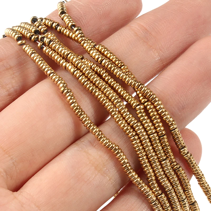 

Оптовая продажа, Бусины Из Натурального Гематита 2x1 мм, бусины с отверстием, круглые бусины с золотым диском для изготовления ювелирных изде...