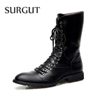 Мужские легкие мотоциклетные ботинки SURGUT, черные кожаные ботинки до середины икры, обувь для осени и зимы, 2022