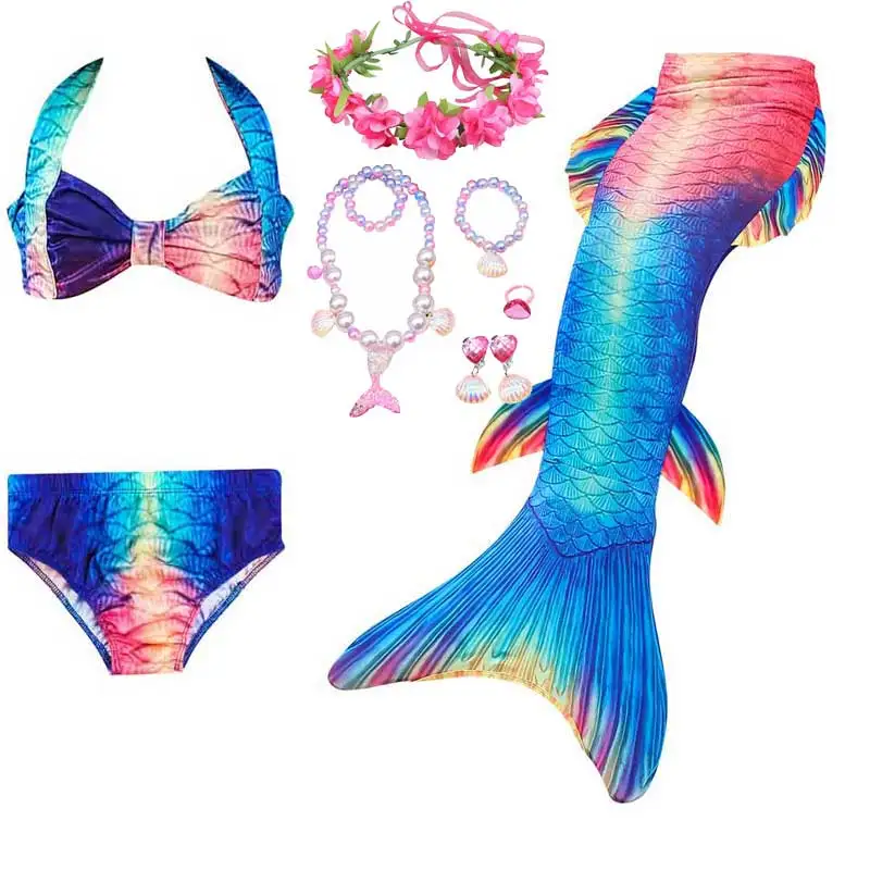 Детская пляжная одежда для бассейна купальный костюм с хвостом Русалочки