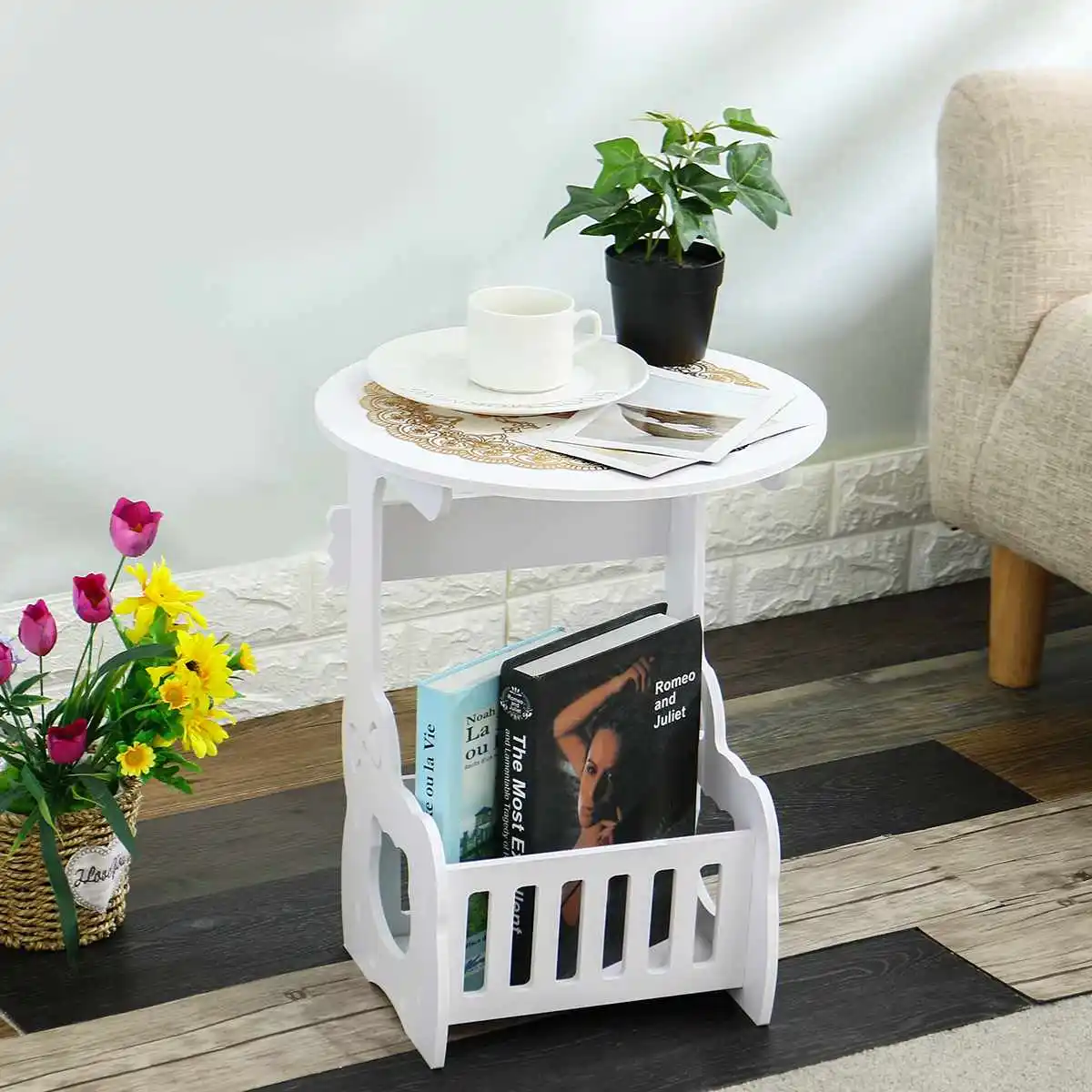 

Small Round Coffee Table Snacks Tea Service Plate Tray Bedside Table Sofa Side Table Coffee Tables Home Living Room Furniture