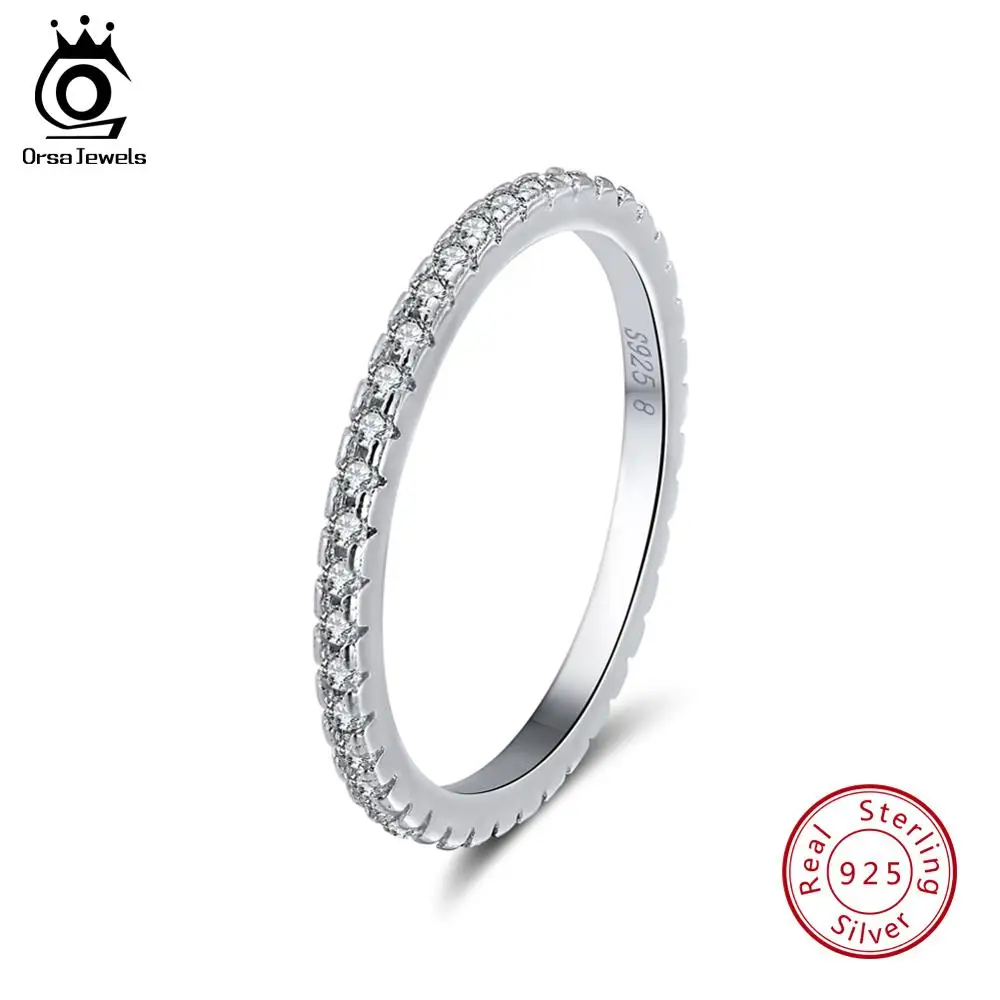 sr63 ORSA JEWELS Настоящее 925 пробы серебряные женские кольца AAA кубический циркон модное обручальное кольцо ювелирные изделия Круглый перстень для дам SR71 - Цвет камня: sr63