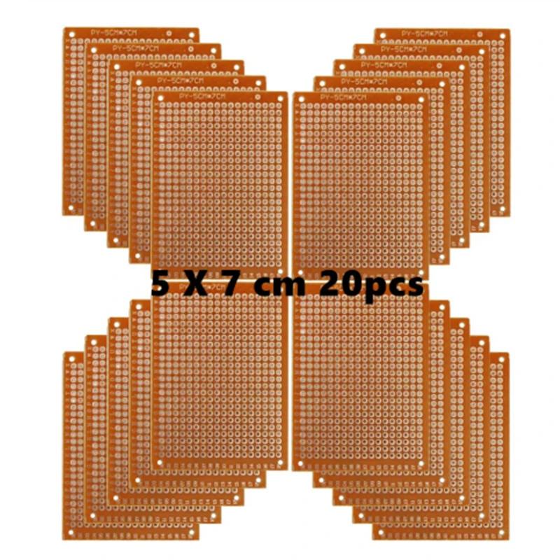 

Aokin Copper Perfboard 20 PCS Paper Composite PCB Boards (5 cm x 7 cm) Universal Breadboard Single Sided Printed Circuit Board