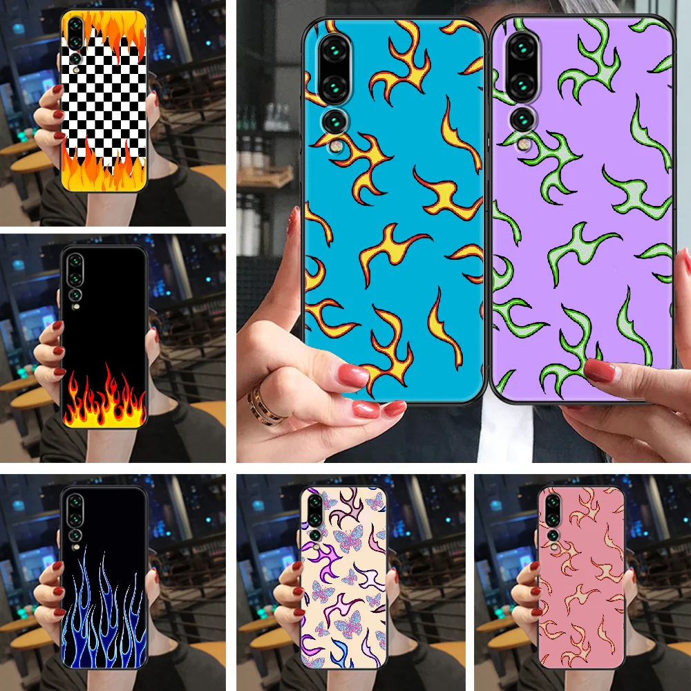 Эстетика арт Роскошные модные пламени чехол для телефона Huawei P Mate Y3 Y9 10 20 30 40 Смарт