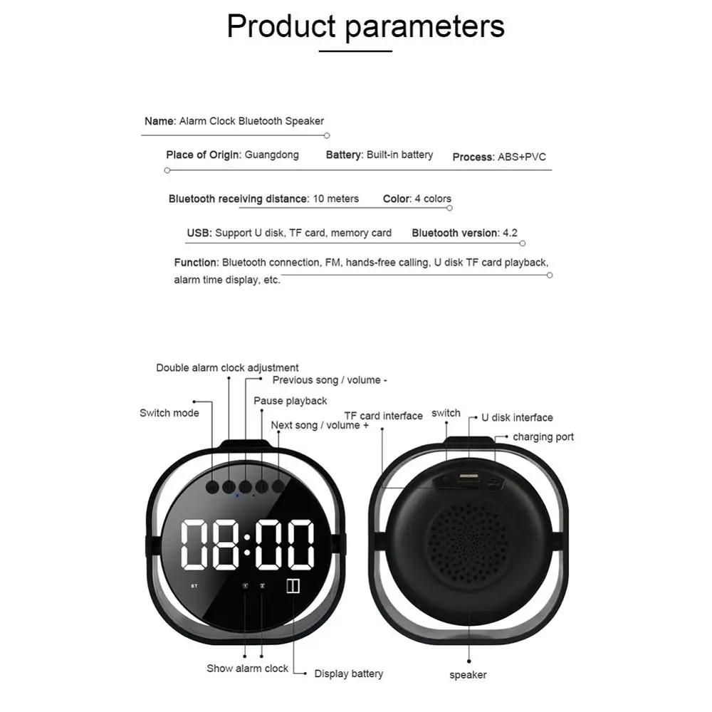 V6 Многофункциональный беспроводной ЖК дисплей зеркало будильник Bluetooth динамик U