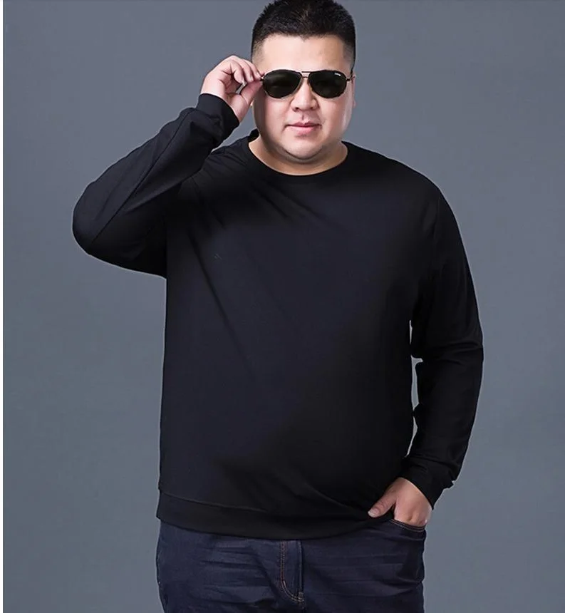 Размера плюс большие 8XL 10XL 12XL Мужская футболка длинные рукава на осень-зиму футболки; хлопковая домашняя обувь футболка топы 54 52 56-62 64 66 68 150 кг 160 кг