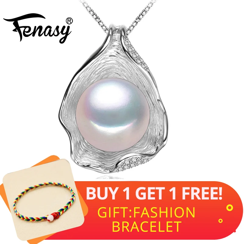 FENASY, серебро 925 пробы, натуральный пресноводный жемчуг, ожерелье, подвеска в виде ракушки, дизайн, модные жемчужные ювелирные изделия, ожерелье для женщин, новинка