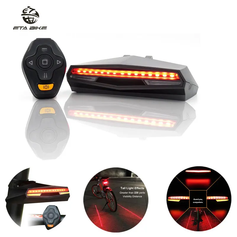 

Bike Tail Lights Cycling USB Chargeable Remote Control Turn Signals Laser Bicycle Rear LED Tail Light Wireless Lamp Accessories