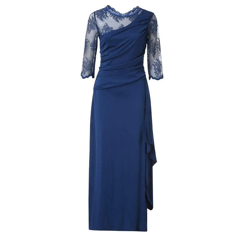 

Kalenmos Summer Party Dress Women Elegant Sexy Lace Hollow Out Vintage Long Dresses 2020 Plus Size Slim Solid Maxi Vestidos 4XL