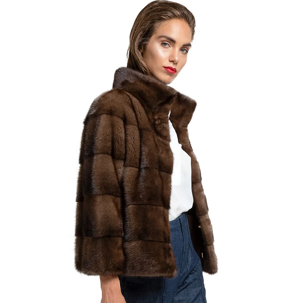 TOPFUR Autumn Real Fur Coat Woman Natural Mink Fur Jacket Woman Fashion Luxuriou Fur Coat Long Mink Fur Outwear Winter Coat Warm