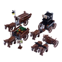 moc bricks military medieval carriage horse stable building blocks city farm food vegetable plant figures children toys gifts