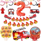 Пожарная машина День рождения украшение Баннер баллоны посуда Пожарный детский душ 2th3th 4th день рождения товары