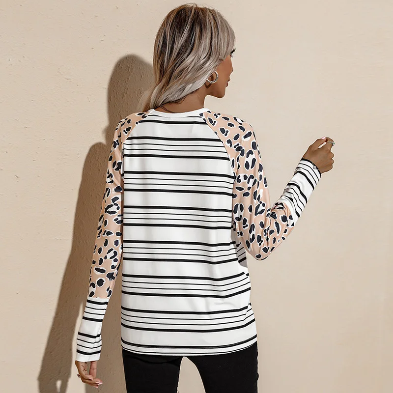 Винтажные полосатые женские Топы с длинным рукавом Новый Модный пуловер