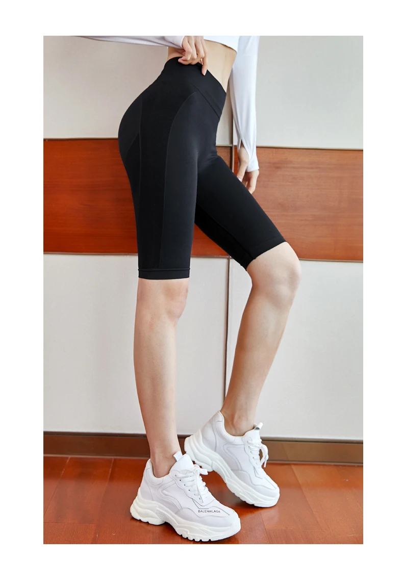

2021 Summer Tight-fitting Yoga Shorts Hip-lifting Sports Training Fitness 5 Points Pants Black Biker Shorts Female Leggings