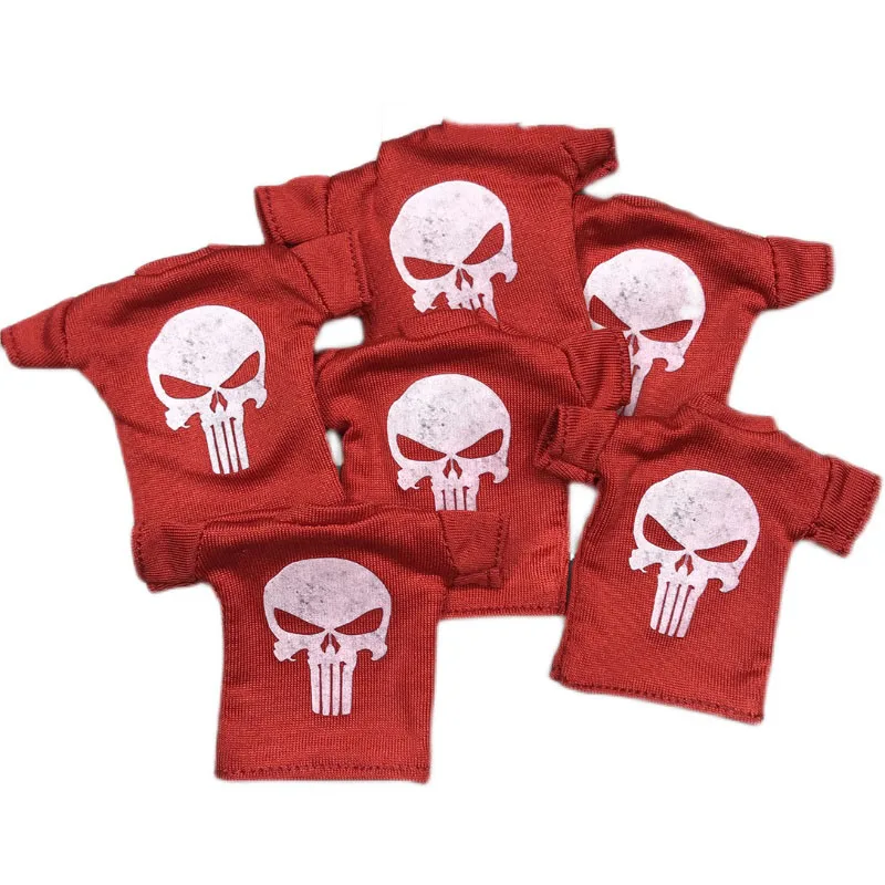 

1/12 Scale Red Color T-shirt Short Sleeve Punisher MEZCO Punisher DAM Wearable For 12 Inch Doll Soldier