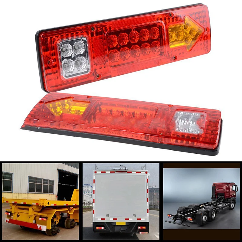 

1 Pair Waterproof Trailer Lorries Boat Truck 19LED Tail Lights 12V 24V 10-30V Rear Lights Stop Turn Signal Lamp Extra Lights