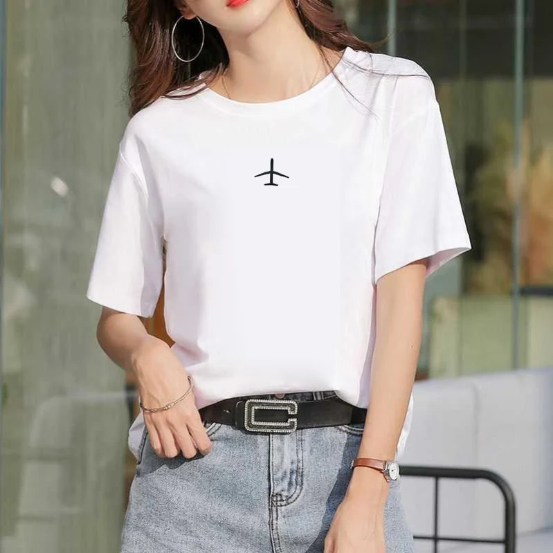 

New Pure white T shirt women s short sleeve summer loose half sleeve top