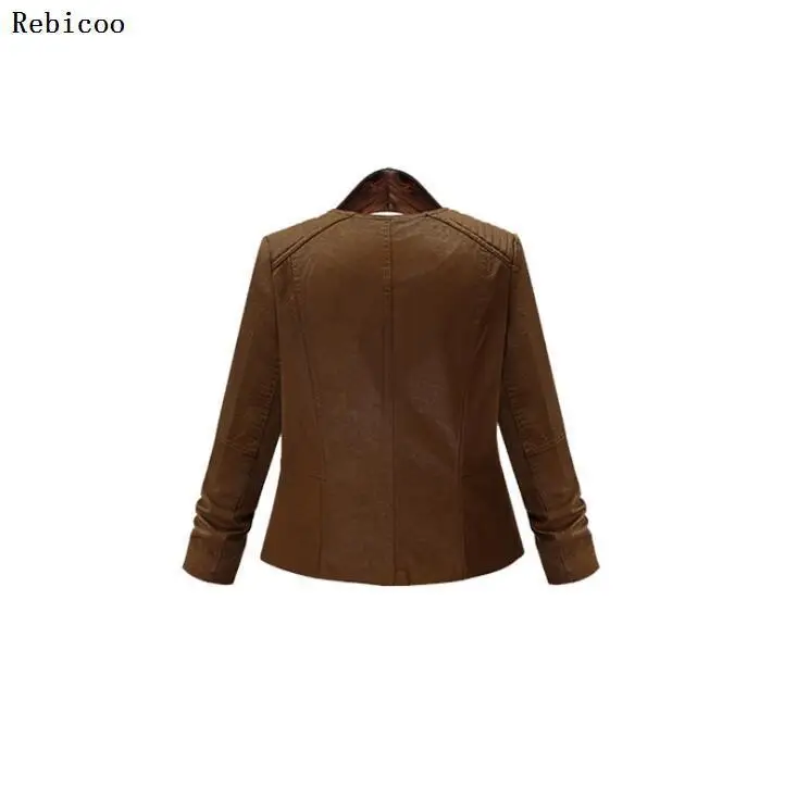 

Jackets for Women PU Leather Plus Size Turn-down Collar Solid All-match Jacket Womens Simple Slim Elegant Ladies European Coats