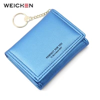 weichen key chain designer trifold small wallets womens card holder candy color pu leather female wallet ladies purse