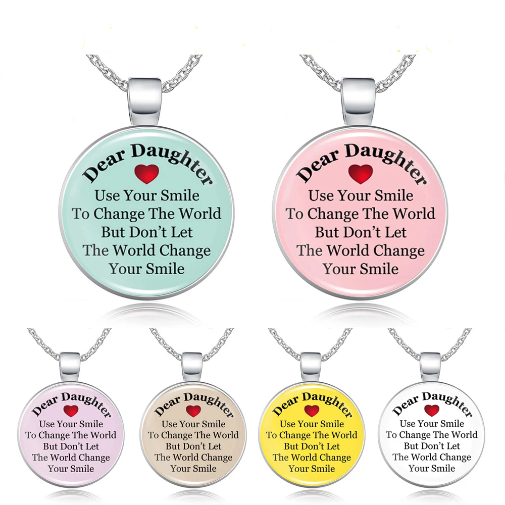 Очаровательное ожерелье с цитатой из стекла для дочки моей дочери