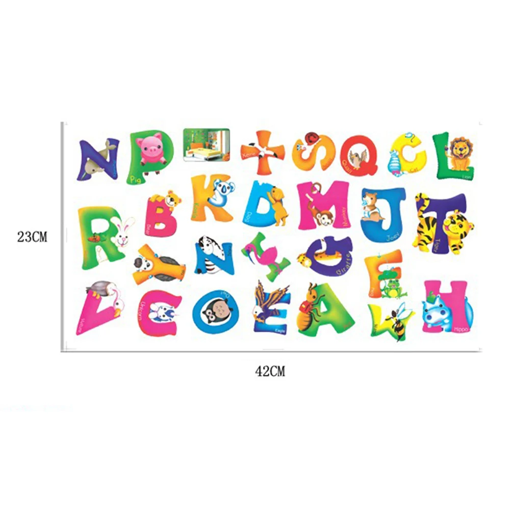2019 New Cartoon Animal English Alphabet Wall Stickers For kids Rooms Removable Wallpaper Sticker Bedroom Living Room Decoration | Дом и сад