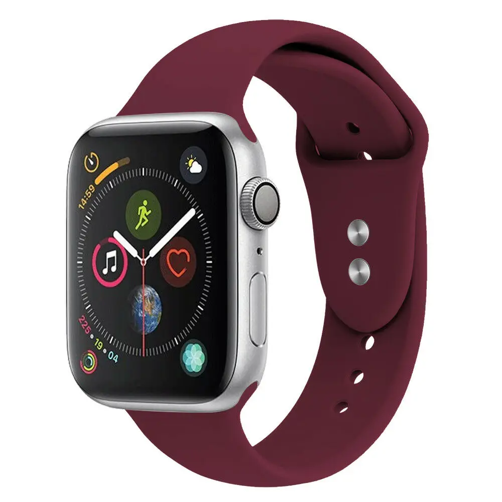 Wine Red Сменный силиконовый спортивный ремешок 38 мм 44 мм для Apple Watch Series 1 2 3 4 - Цвет ремешка: Wine Red