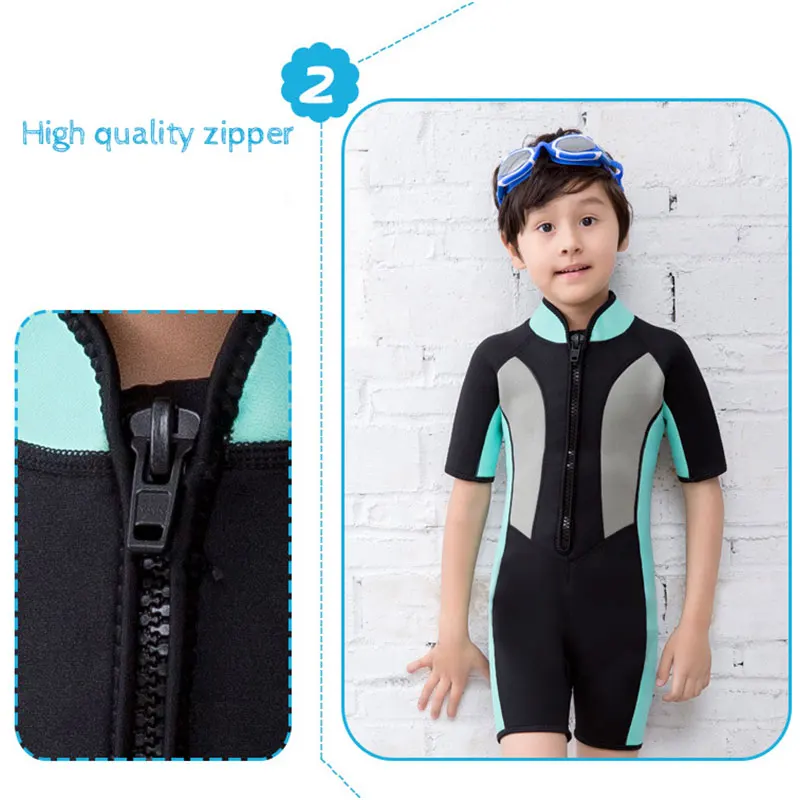 

Hisea 2.5mm Neoprene Pro Kids Wetsuit One Piece Children's Short Sleeve Wetsuit Breathable Boys and Girls Swimwear Diving Suit