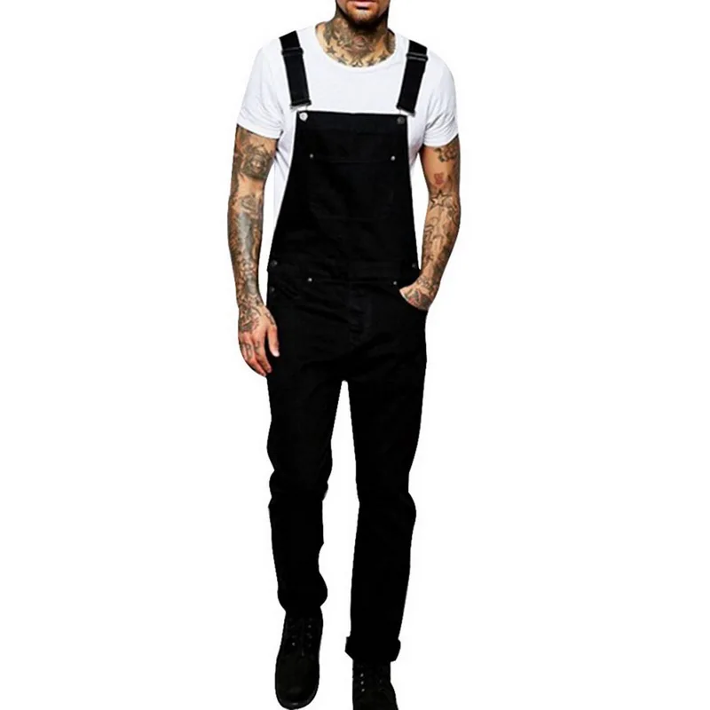 Black MJARTORIA Модные мужские рваные джинсы комбинезоны Hi Street Distressed Denim bib Комбинезоны для мужчин брюки на подтяжках Размер S-XXXL - Цвет: Black