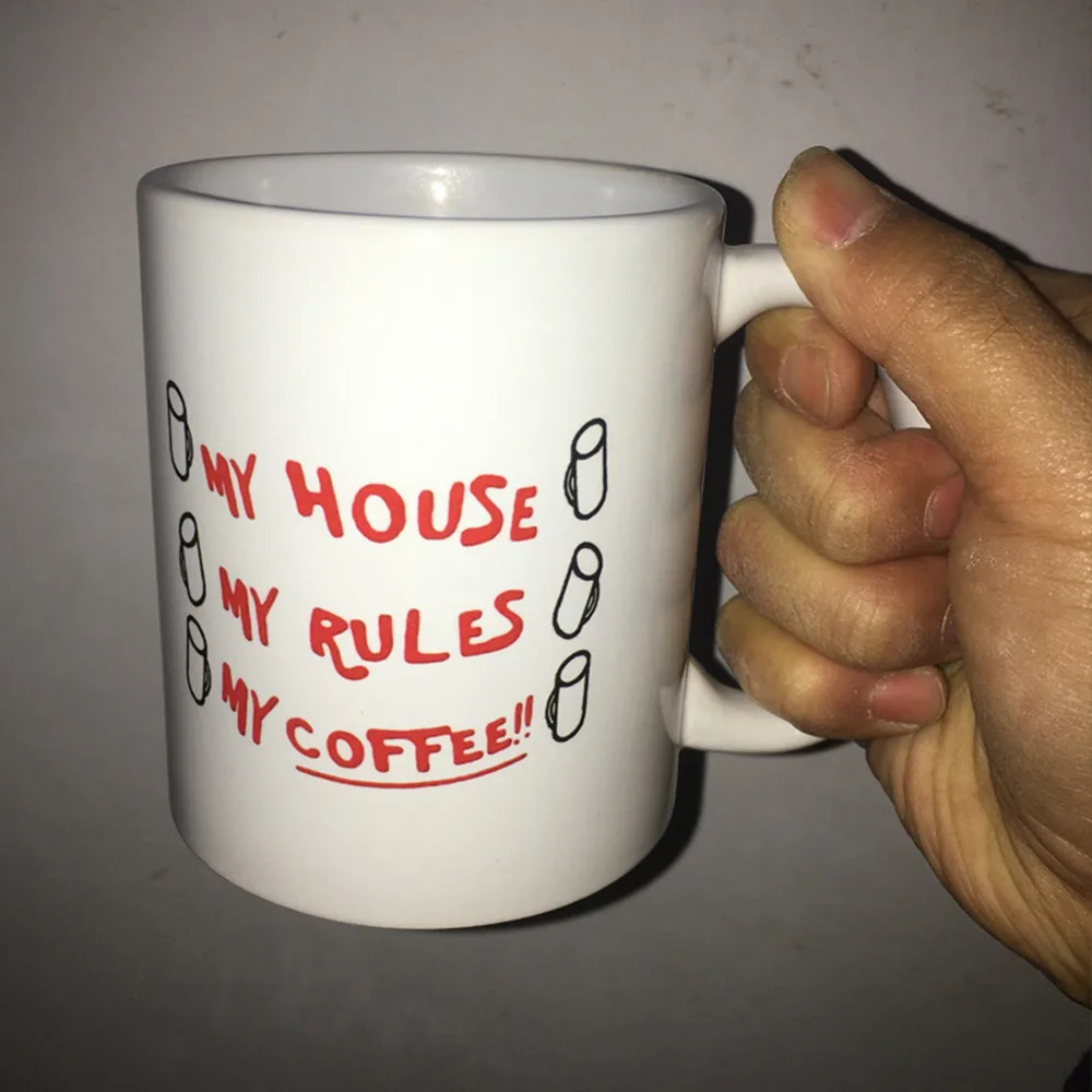 WOWCC 350 мл My House Rules Coffee кружки 110z керамические рождественские подарки для девочек