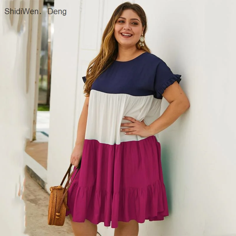 

2020 Summer Oversized Midi Dress Women Cotton Loose Dress Ladies Big Size Dress Female Party Beach Dresses Women Ruffles 4XL