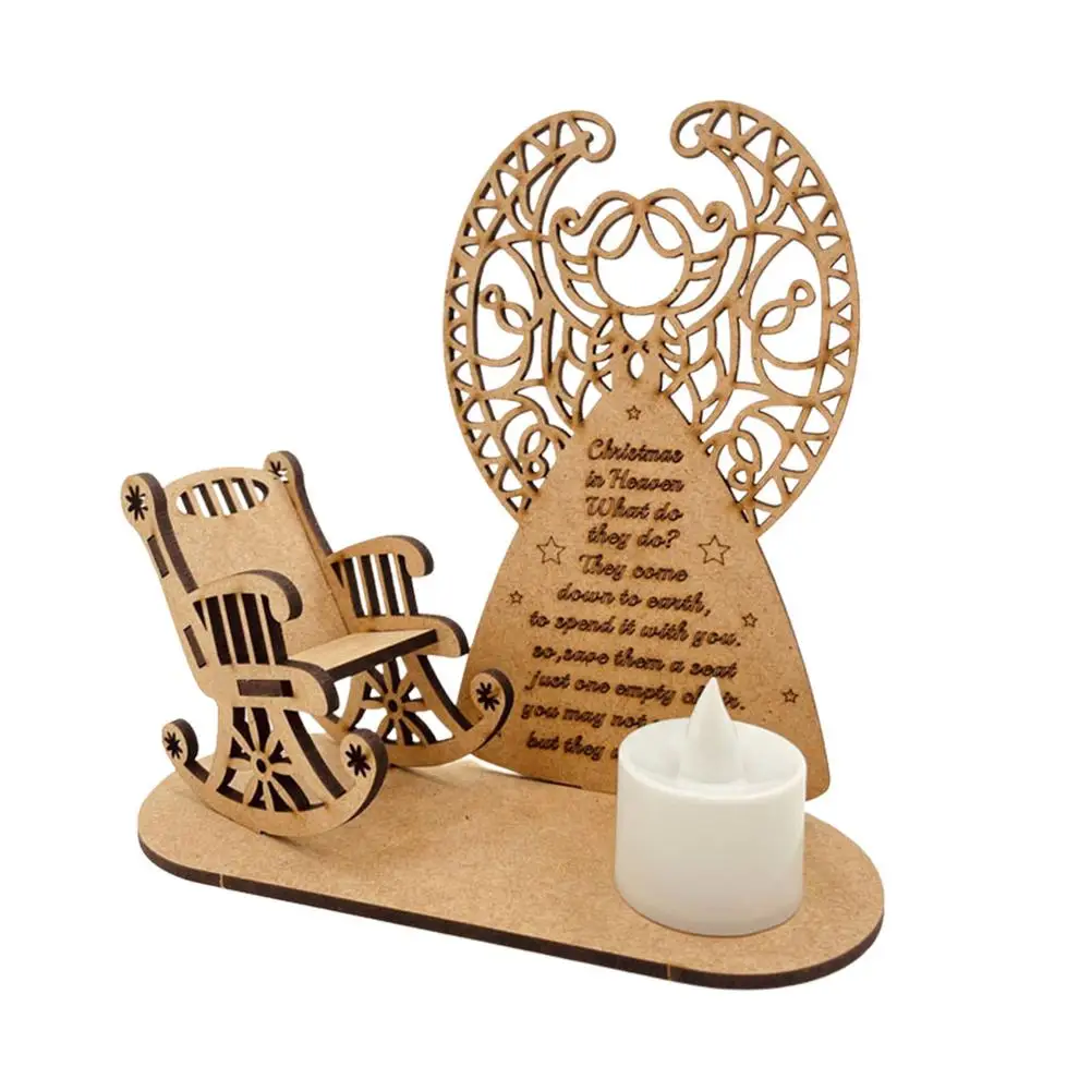 

Christmas Memorial Ornaments DIY Wooden Rocking Chairs Candle Light Lamp For Gift 2022 Christmas Ornament Xmas Gift New Year