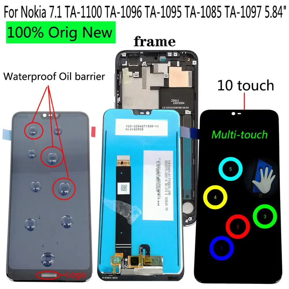 ЖК дисплей с дигитайзером сенсорного экрана для Nokia 7 1 TA 1100 5 84 1096 1095 1085 1097|Экраны