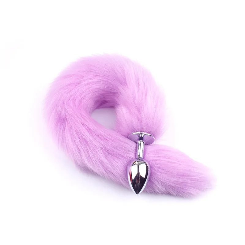 Purple Аниме Соблазнительные костюмы для косплея Анальная пробка хвост из нержавеющей стали Анальная пробка с хвостом лисы интимные товары для маскировки женщин - Цвет: Purple